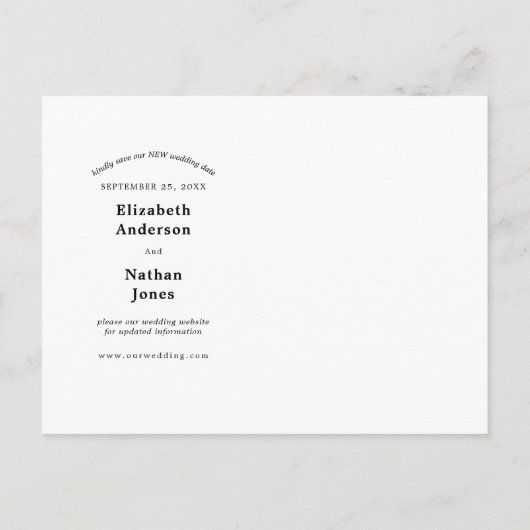 Whoops Wedding Date Change Ankündigung (Rückseite)