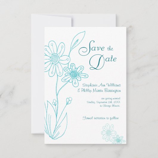 Whoopsie Daisy Simple Aqua Blue Save the Date Einladung (Vorderseite)