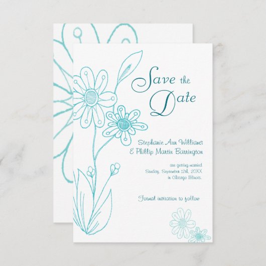 Whoopsie Daisy Simple Aqua Blue Save the Date Einladung (Vorne/Hinten)