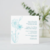 Whoopsie Daisy Simple Blume Aqua Blue Wedding Einladung (Stehend Vorderseite)