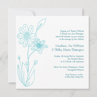 Whoopsie Daisy Simple Blume Aqua Blue Wedding Einladung