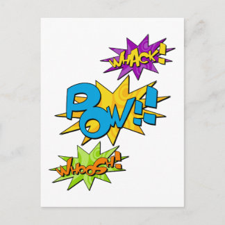 Whoosh Whack Pow Comic Postcard Postkarte