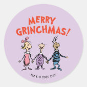 Whos Holding Hands Merry Grinchmas Runder Aufkleber (Vorderseite)