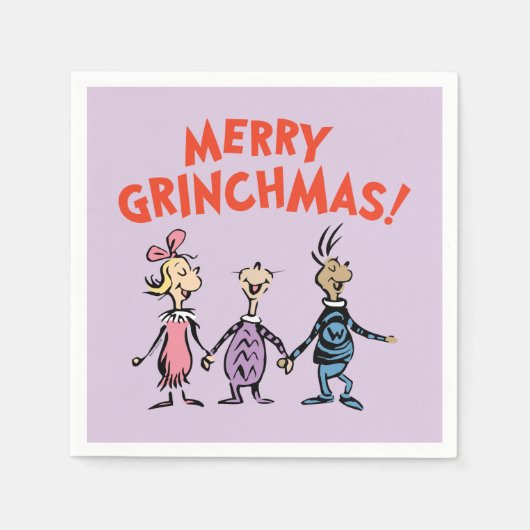 Whos Holding Hands Merry Grinchmas Serviette (Vorderseite)