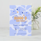 Who's in the MOOO-D Cow Print 1st Birthday Einladung (Stehend Vorderseite)