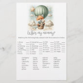 Who's My Mommy Fox Baby Shower Game Card Briefpapier (Vorderseite)