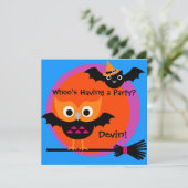 Whoty Hoot Halloween-Party Einladung (Stehend Vorderseite)