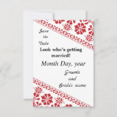 Wht and Rd Tatreez Wed. Rett/the/date Ankündigung (Vorderseite)