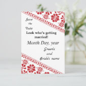 Wht and Rd Tatreez Wed. Rett/the/date Ankündigung (Stehend Vorderseite)