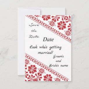 Wht and Rd Tatreez Wed. Rett/the/date Ankündigung