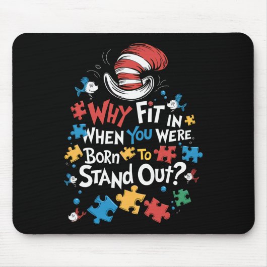Why Fit In Doctor Teacher Cat In Hat Cool Autism A Mousepad (Vorne)