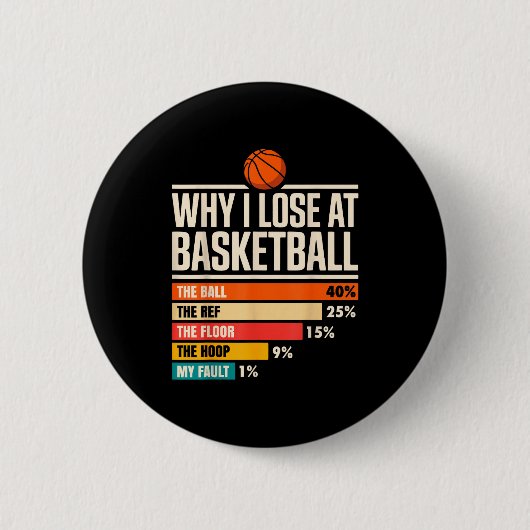 Why I Always Miss Funny Chart Basketball Hoop Button (Vorderseite)