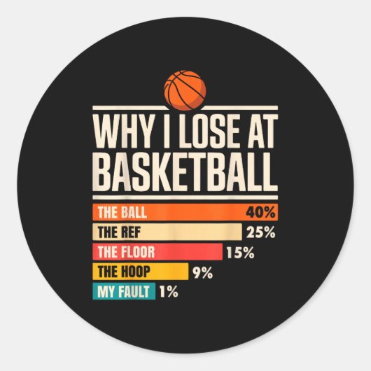 Why I Always Miss Funny Chart Basketball Hoop  Runder Aufkleber (Vorderseite)