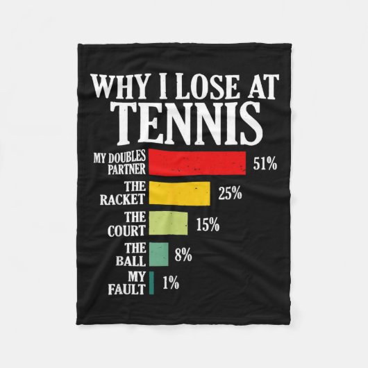 Why I Lose At Tennis Funny Tennis Player Quote Fleecedecke (Vorderseite)