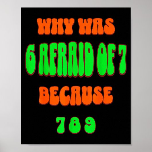 Why Was 6 Afraid Of 7, Because 789. Funny 67 Meme  Poster (Vorne)