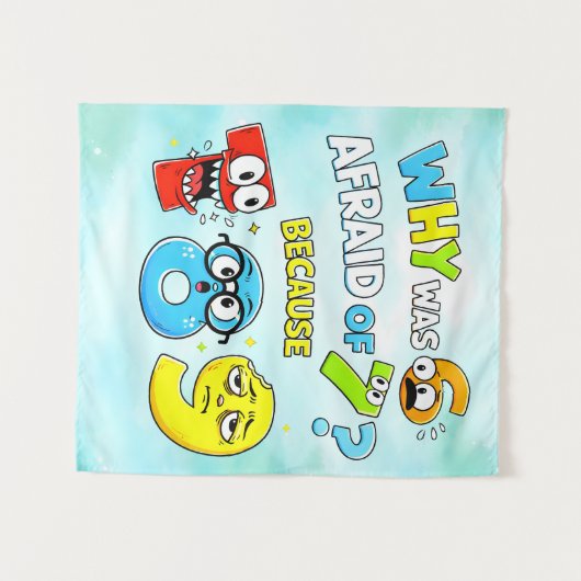 Why Was 6 Afraid of 7 Funny Math Design Wandteppich (Vorderseite (Horizontal))