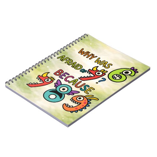 Why Was 7 Afraid Funny Math Notebook for Kids Notizblock (Linke Seite)