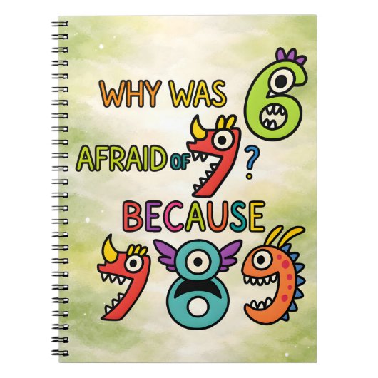 Why Was 7 Afraid Funny Math Notebook for Kids Notizblock (Vorderseite)