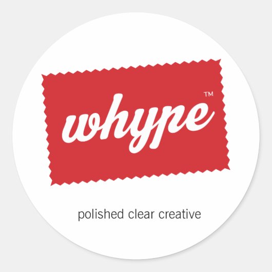 Whype-Logo poliert klare kreative Aufkleber (Vorderseite)
