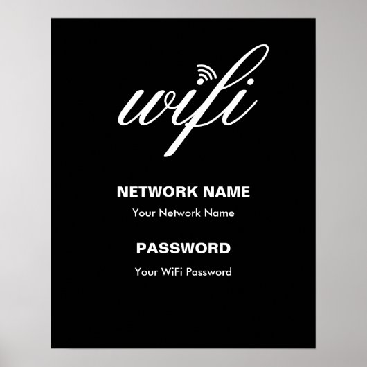 Wi-Fi-Details und Passwort-Schwarz mit eigener Mar Poster (Vorne)