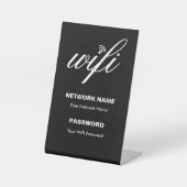 Wi-Fi-Details und Passwort-Schwarz mit eigener Mar Sockelschild (Vorderseite)