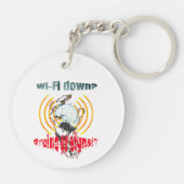 Wi-Fi runter? Gehirn oder Signal? Wi-Fi nach unten Schlüsselanhänger (Rückseite)