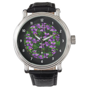 WI Staat Blume Wood Violet Mosaik Muster Armbanduhr