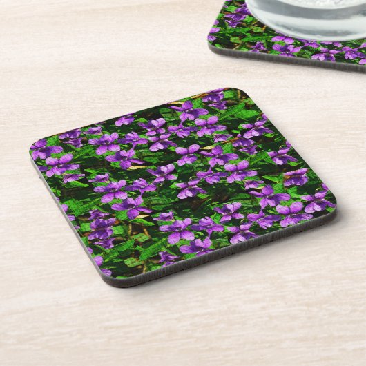WI Staat Blume Wood Violet Mosaik Muster Getränkeuntersetzer (Linke Seite)