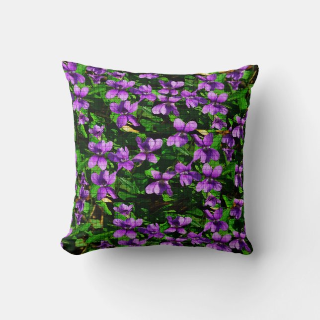 WI Staat Blume Wood Violet Mosaik Muster Kissen (Vorderseite)