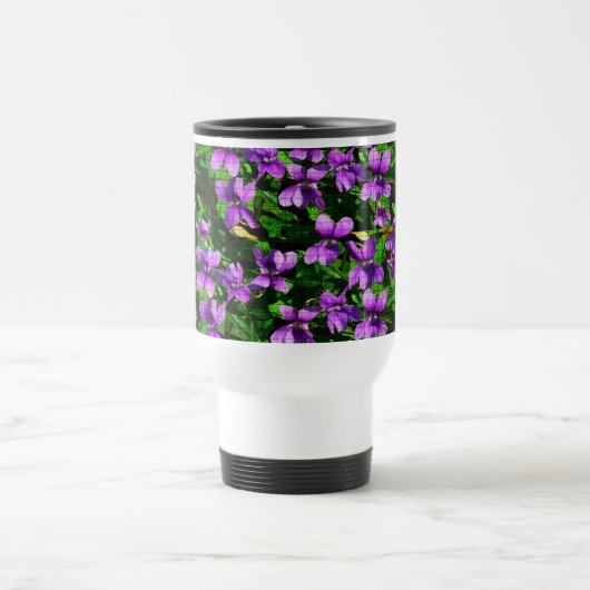 WI Staat Blume Wood Violet Mosaik Muster Reisebecher (Mittel)