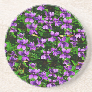 WI Staat Blume Wood Violet Mosaik Muster Sandstein Untersetzer