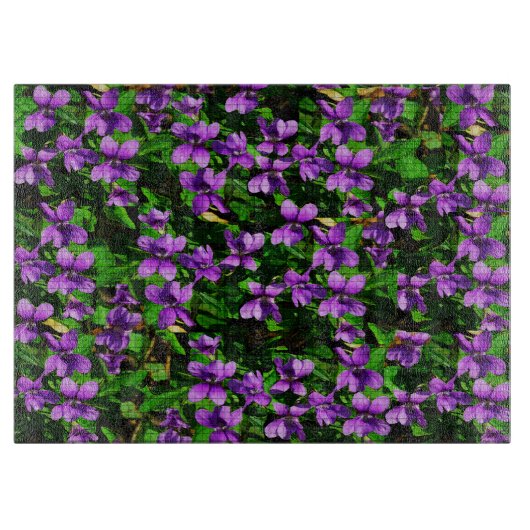 WI Staat Blume Wood Violet Mosaik Muster Schneidebrett (Vorderseite)