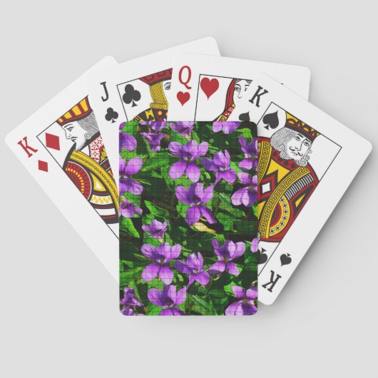 WI Staat Blume Wood Violet Mosaik Muster Spielkarten (Rückseite)
