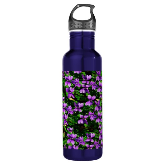 WI Staat Blume Wood Violet Mosaik Muster Trinkflasche (Vorderseite)