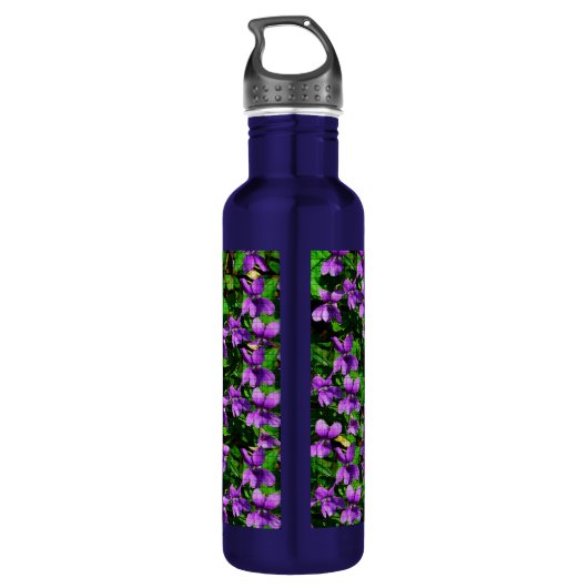 WI Staat Blume Wood Violet Mosaik Muster Trinkflasche (Rückseite)