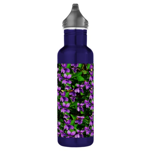 WI Staat Blume Wood Violet Mosaik Muster Trinkflasche (Rechts)