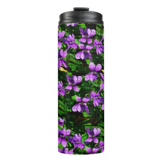 WI Staatsblume Holzveilchen Mosaikmuster Thermosbecher (Vorderseite)
