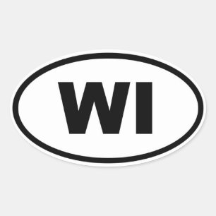 WI Wisconsin Ovaler Aufkleber