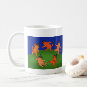 Wicca Cat Dancing Funny Matisse Dace Parody Witchy Kaffeetasse
