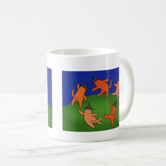 Wicca Cat Dancing Funny Matisse Dace Parody Witchy Kaffeetasse (VorderseiteRechts)