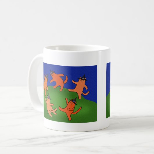 Wicca Cat Dancing Funny Matisse Dace Parody Witchy Kaffeetasse (Vorderseite Links)