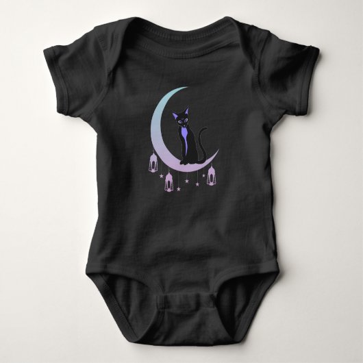 Wicca Crescent Moon Mystical Cat Pastel Goth Baby Strampler (Vorderseite)
