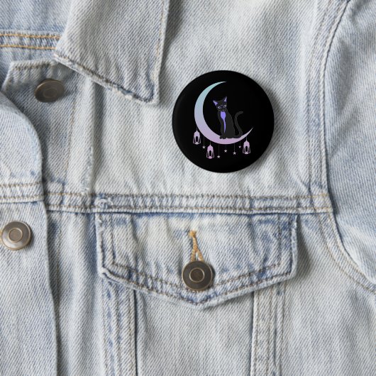 Wicca Crescent Moon Mystical Cat Pastel Goth Button (Beispiel)
