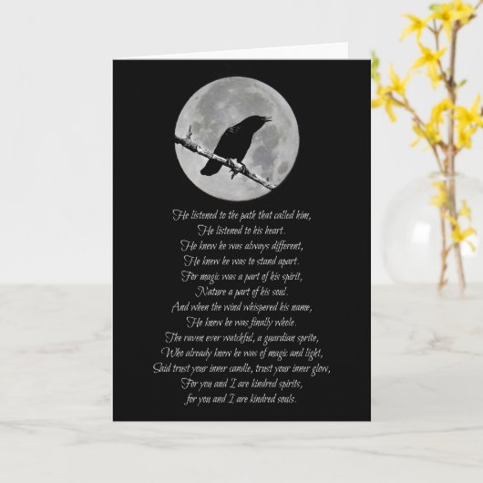 Wicca Inspiriert Happy Birthday Gedicht Raven and Karte (Gelbe Blume)