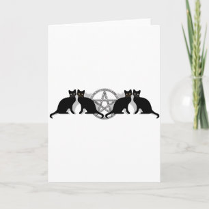 Wicca Magic Pentagramm mit Black Cat Familiar Set Feiertagskarte