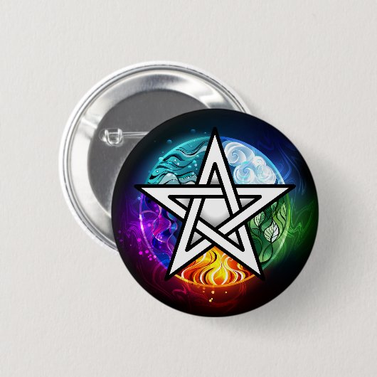 Wicca-Pentagramm Button (Vorne & Hinten)