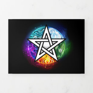 Wicca-Pentagramm Dreifach Gefaltete Einladung