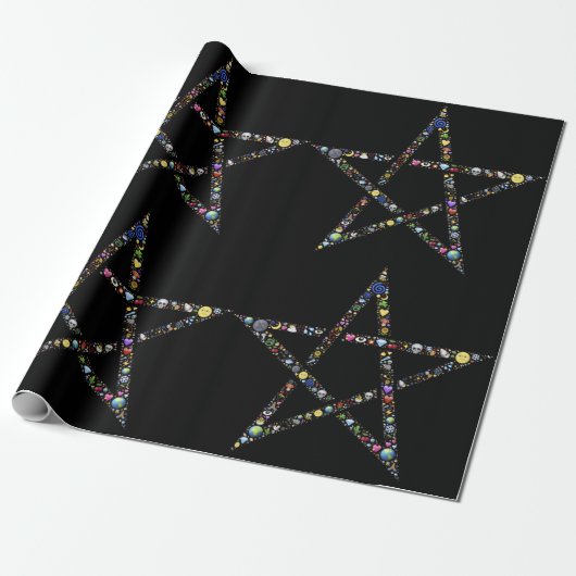 Wicca-Pentagramm-Packpapier Geschenkpapier (Ungerollt)