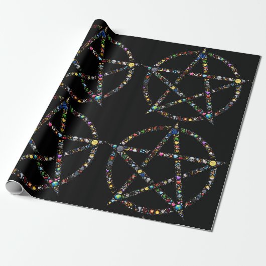 Wicca-Pentagramm-Packpapier Geschenkpapier (Ungerollt)