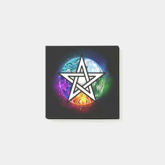 Wicca-Pentagramm Post-it Klebezettel (Vorderseite)